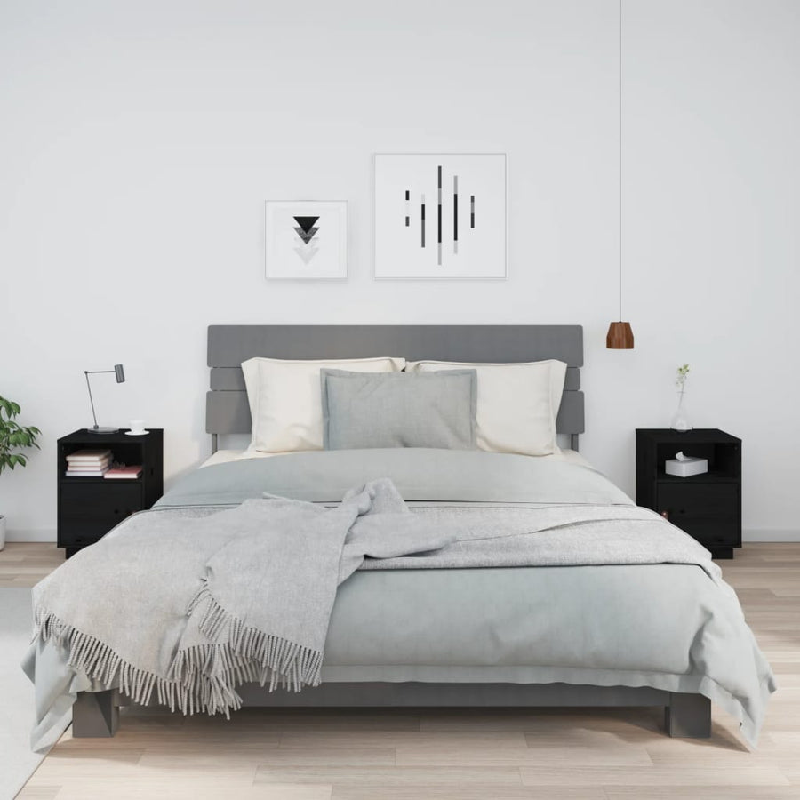 Nachtkastjes 2 St 40X34X55 Cm Massief Grenenhout Zwart