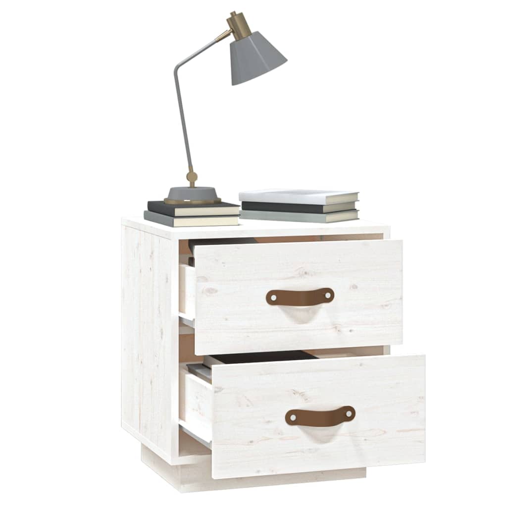   Nachtkastje 40X34X45 Cm Massief Grenenhout Wit
