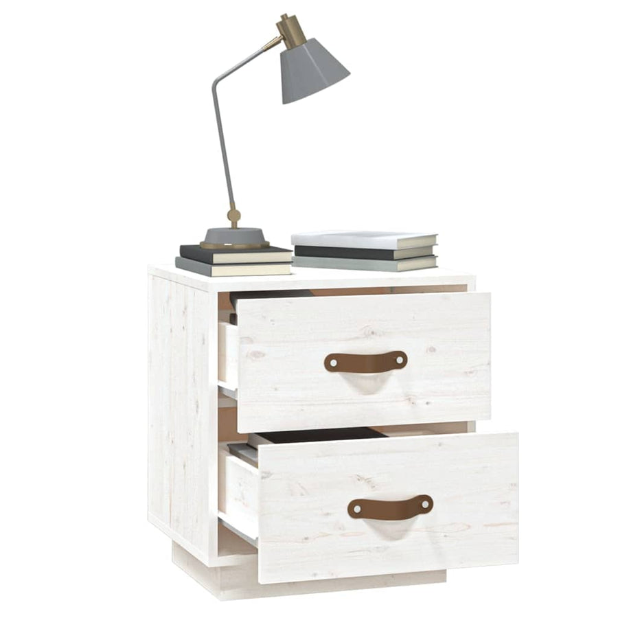   Nachtkastje 40X34X45 Cm Massief Grenenhout Wit