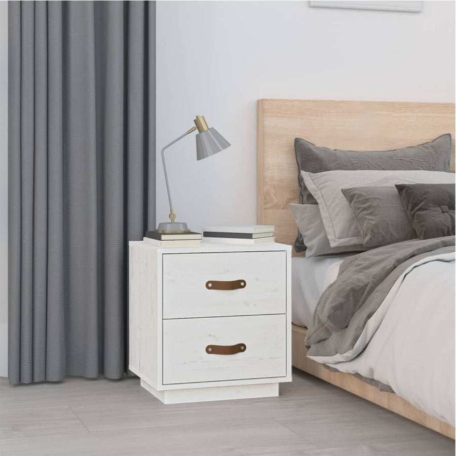   Nachtkastje 40X34X45 Cm Massief Grenenhout Wit