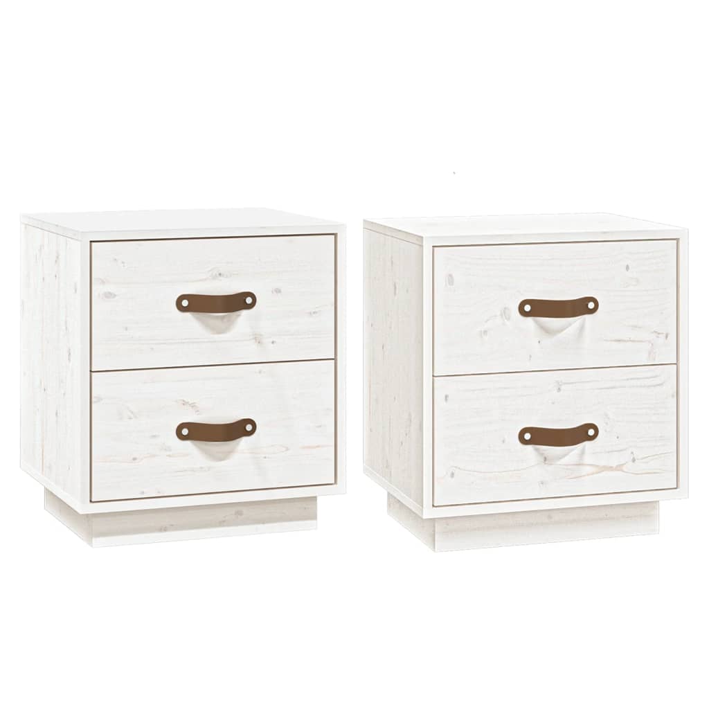   Nachtkastjes 2 St 40X34X45 Cm Massief Grenenhout Wit