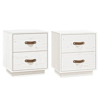   Nachtkastjes 2 St 40X34X45 Cm Massief Grenenhout Wit