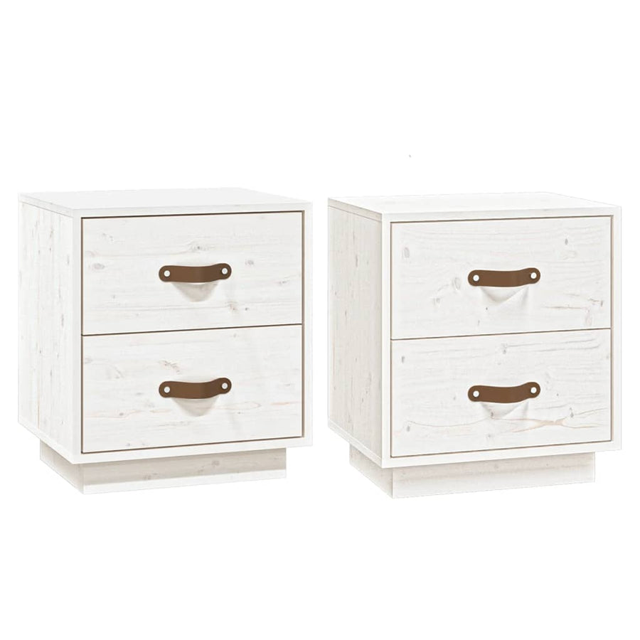   Nachtkastjes 2 St 40X34X45 Cm Massief Grenenhout Wit