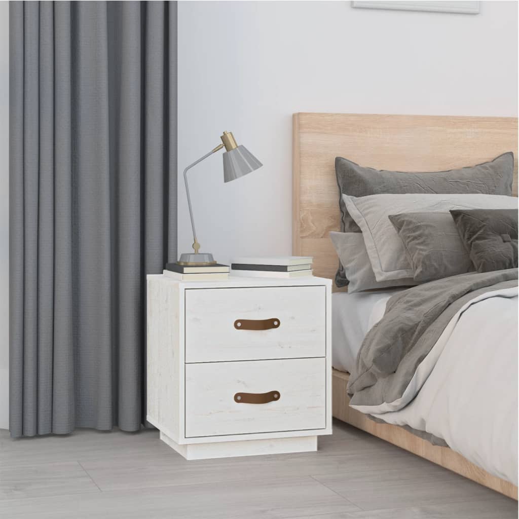   Nachtkastjes 2 St 40X34X45 Cm Massief Grenenhout Wit