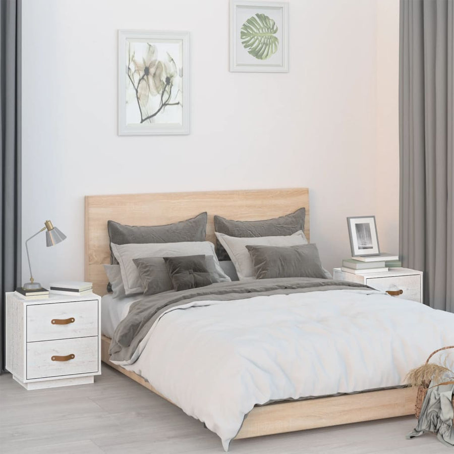   Nachtkastjes 2 St 40X34X45 Cm Massief Grenenhout Wit