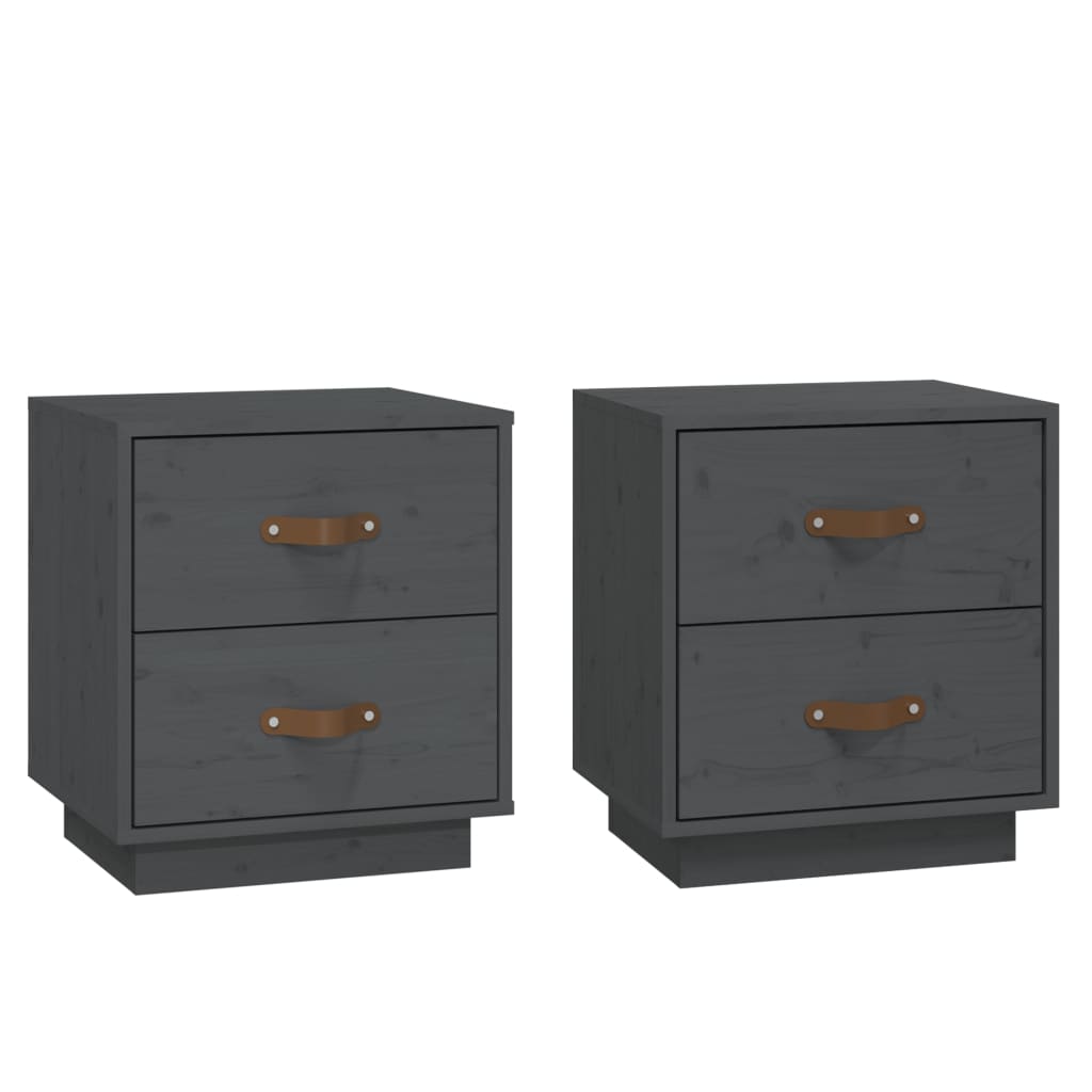   Nachtkastjes 2 St 40X34X45 Cm Massief Grenenhout Grijs