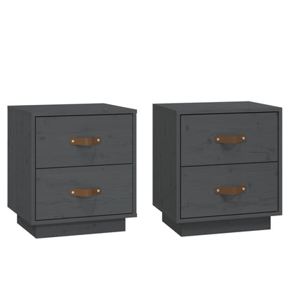   Nachtkastjes 2 St 40X34X45 Cm Massief Grenenhout Grijs