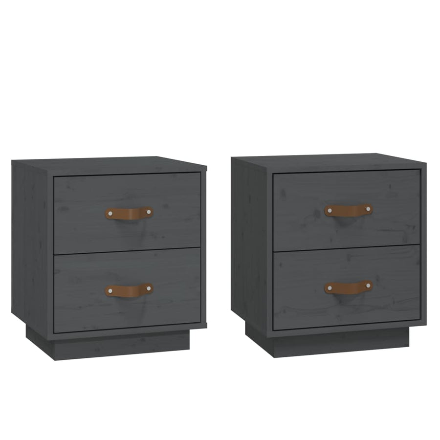   Nachtkastjes 2 St 40X34X45 Cm Massief Grenenhout Grijs