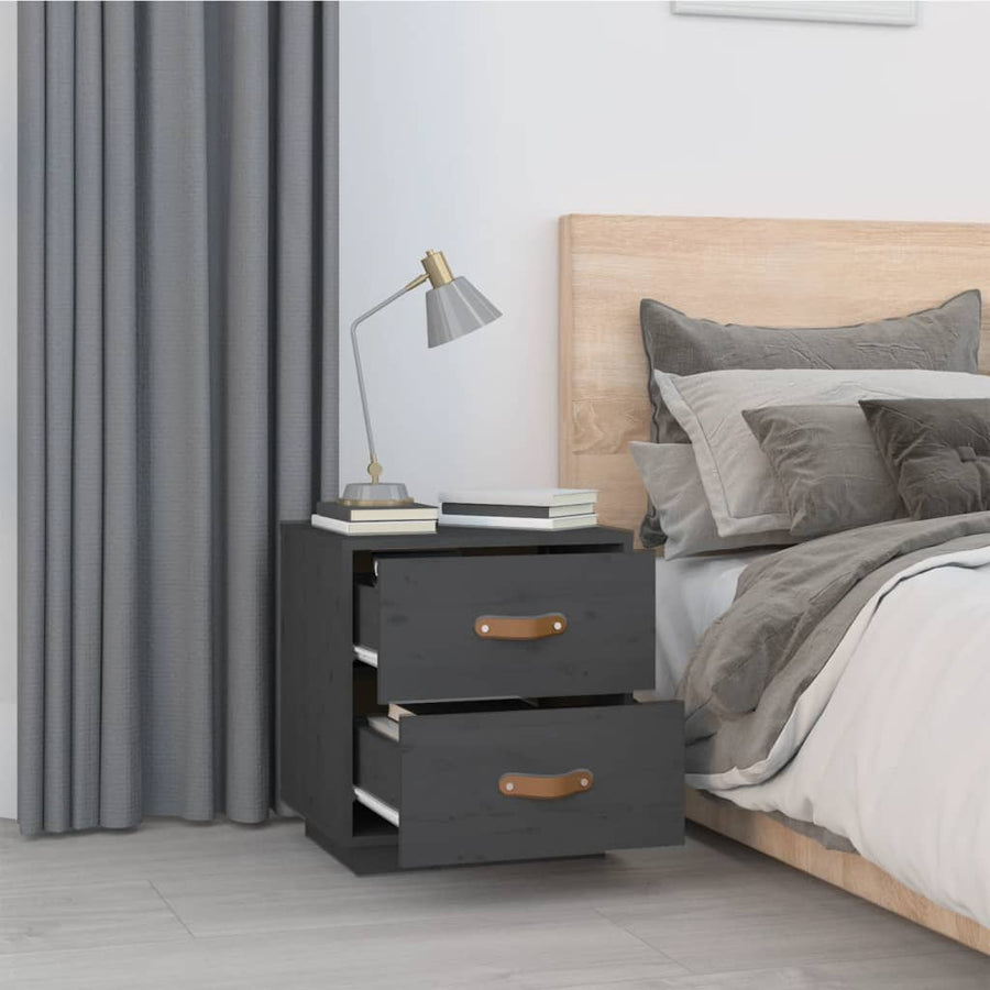   Nachtkastjes 2 St 40X34X45 Cm Massief Grenenhout Grijs