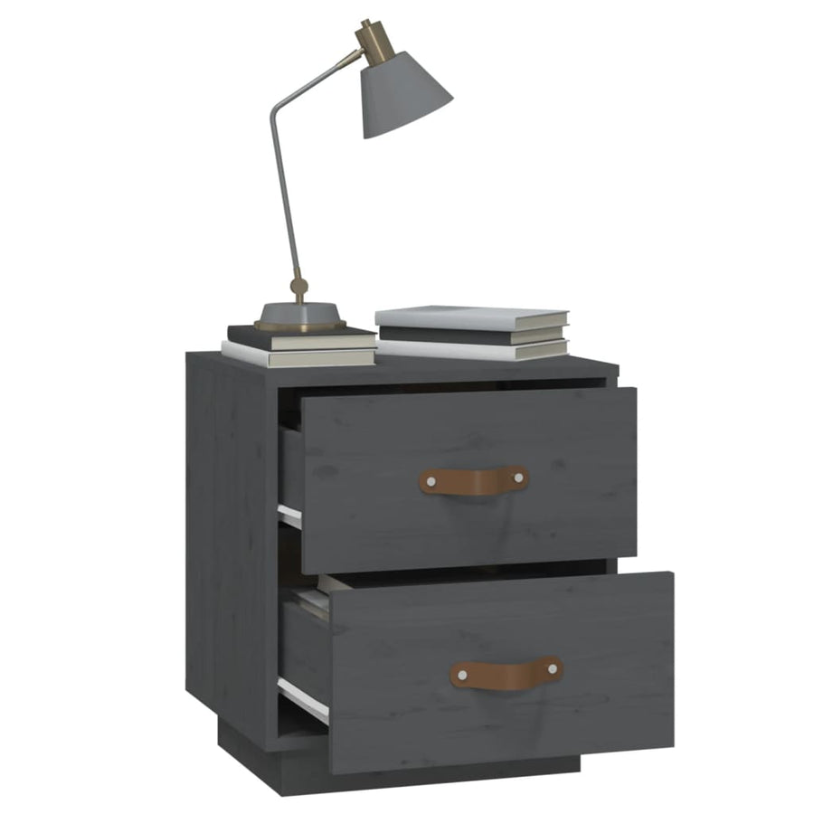   Nachtkastjes 2 St 40X34X45 Cm Massief Grenenhout Grijs