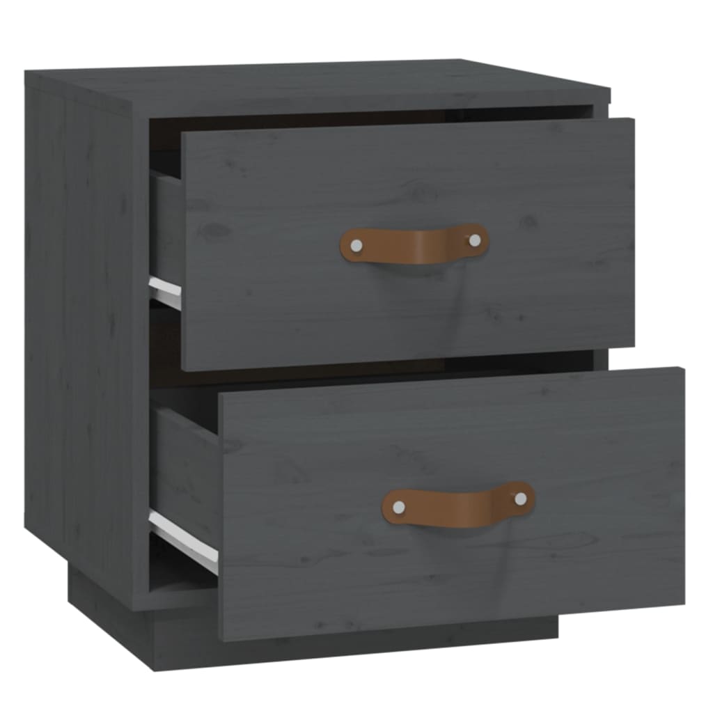  Nachtkastjes 2 St 40X34X45 Cm Massief Grenenhout Grijs