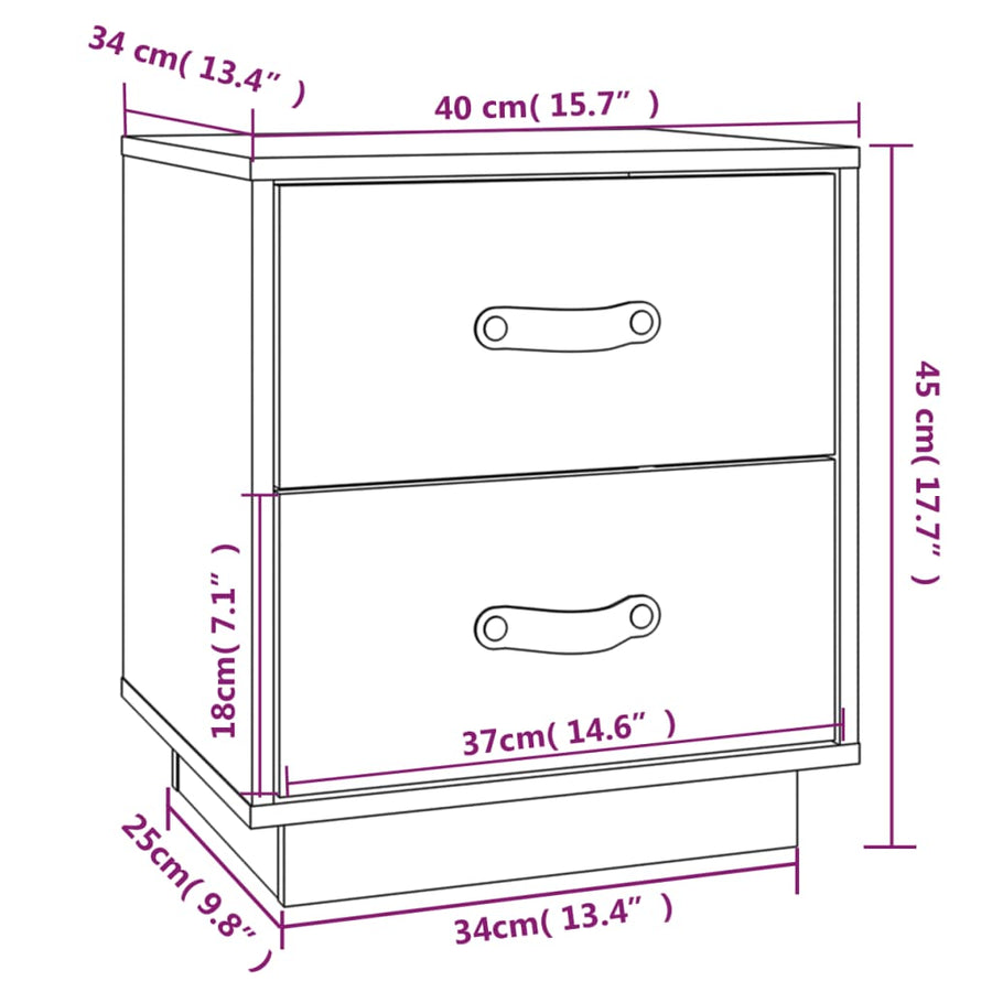   Nachtkastjes 2 St 40X34X45 Cm Massief Grenenhout Grijs