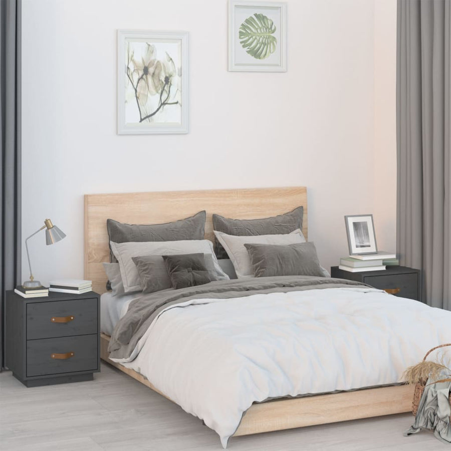   Nachtkastjes 2 St 40X34X45 Cm Massief Grenenhout Grijs