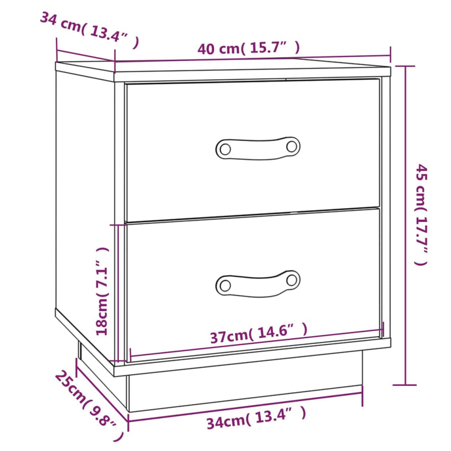   Nachtkastjes 2 St 40X34X45 Cm Massief Grenenhout Honingbruin