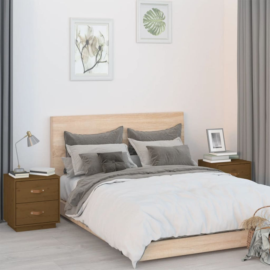   Nachtkastjes 2 St 40X34X45 Cm Massief Grenenhout Honingbruin