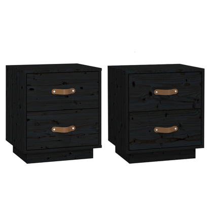   Nachtkastjes 2 St 40X34X45 Cm Massief Grenenhout Zwart