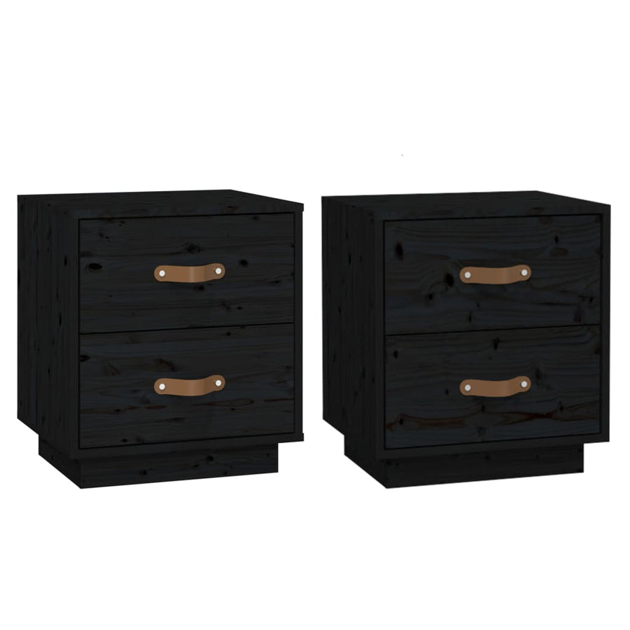   Nachtkastjes 2 St 40X34X45 Cm Massief Grenenhout Zwart