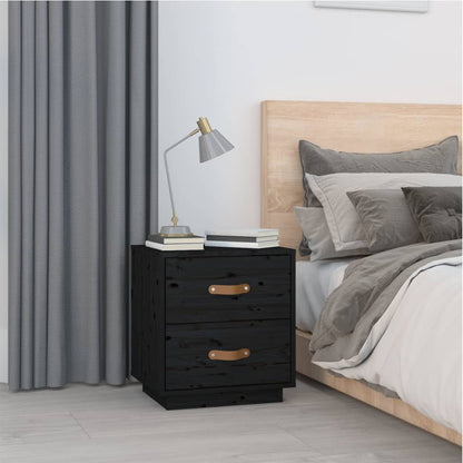   Nachtkastjes 2 St 40X34X45 Cm Massief Grenenhout Zwart