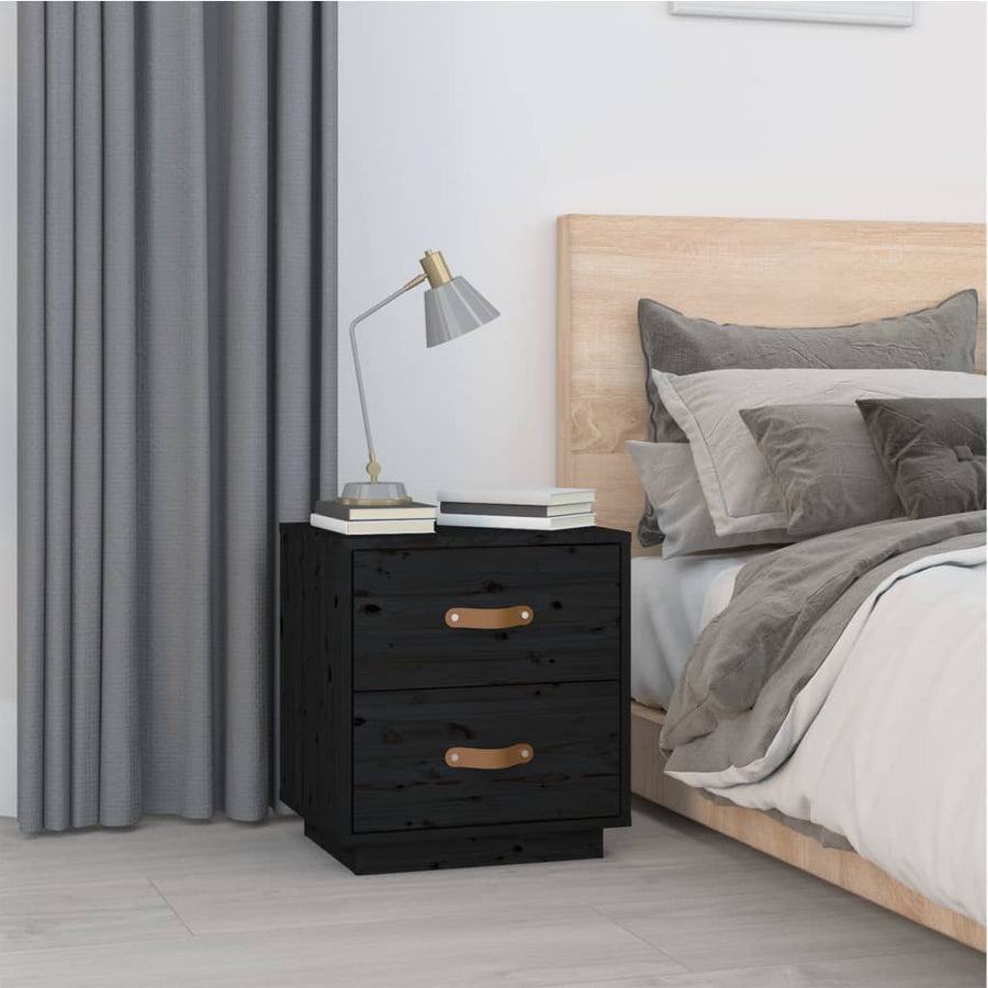   Nachtkastjes 2 St 40X34X45 Cm Massief Grenenhout Zwart