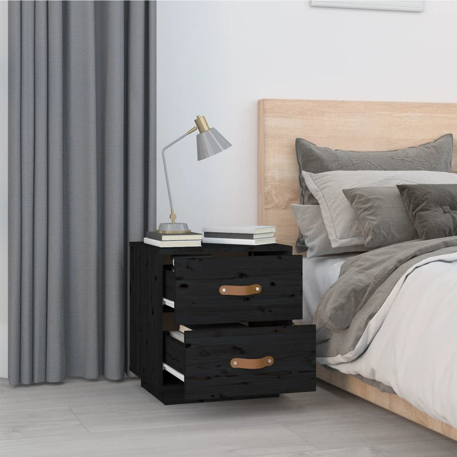   Nachtkastjes 2 St 40X34X45 Cm Massief Grenenhout Zwart