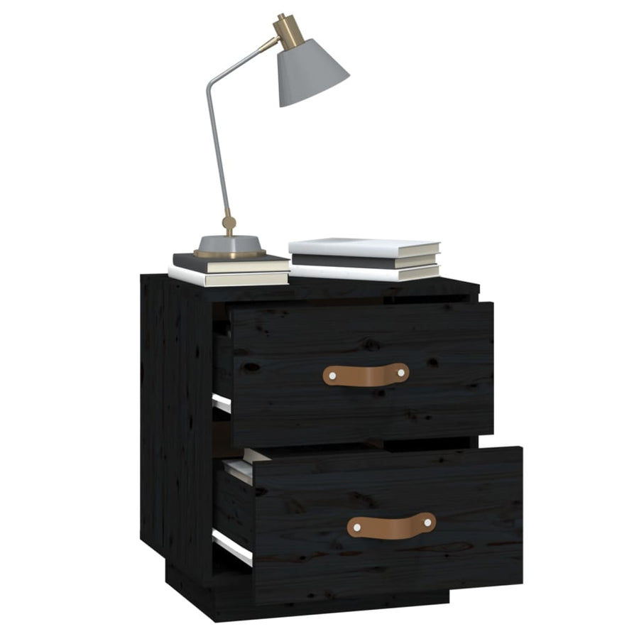   Nachtkastjes 2 St 40X34X45 Cm Massief Grenenhout Zwart