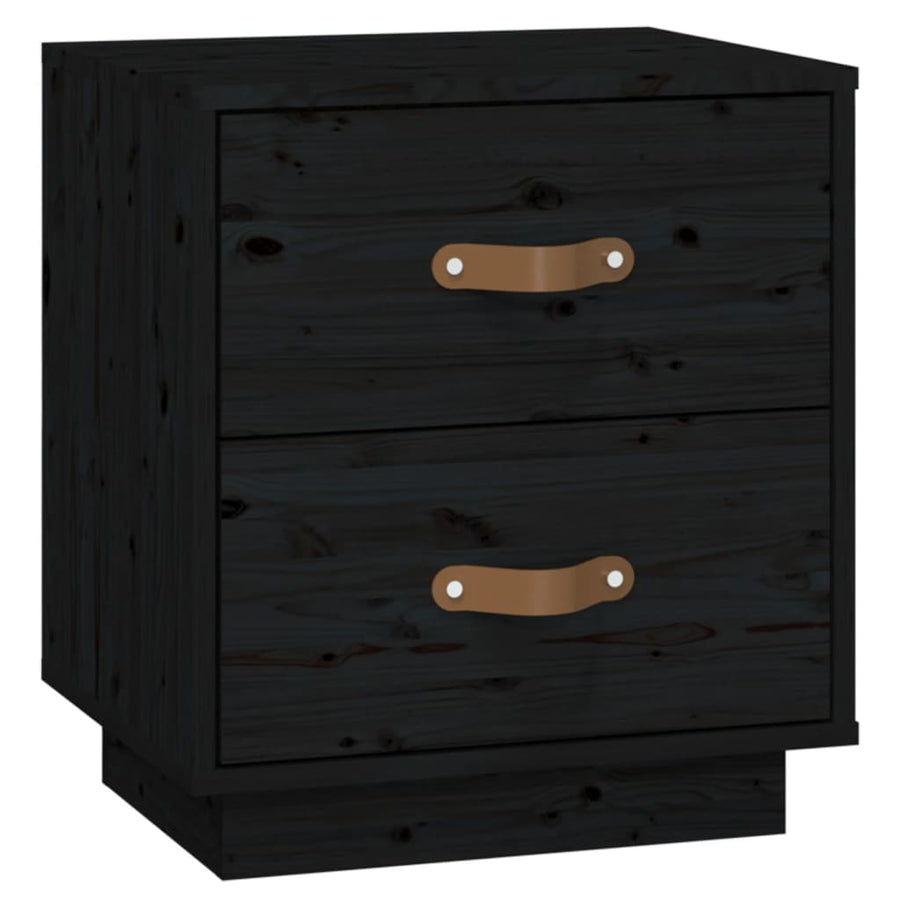   Nachtkastjes 2 St 40X34X45 Cm Massief Grenenhout Zwart