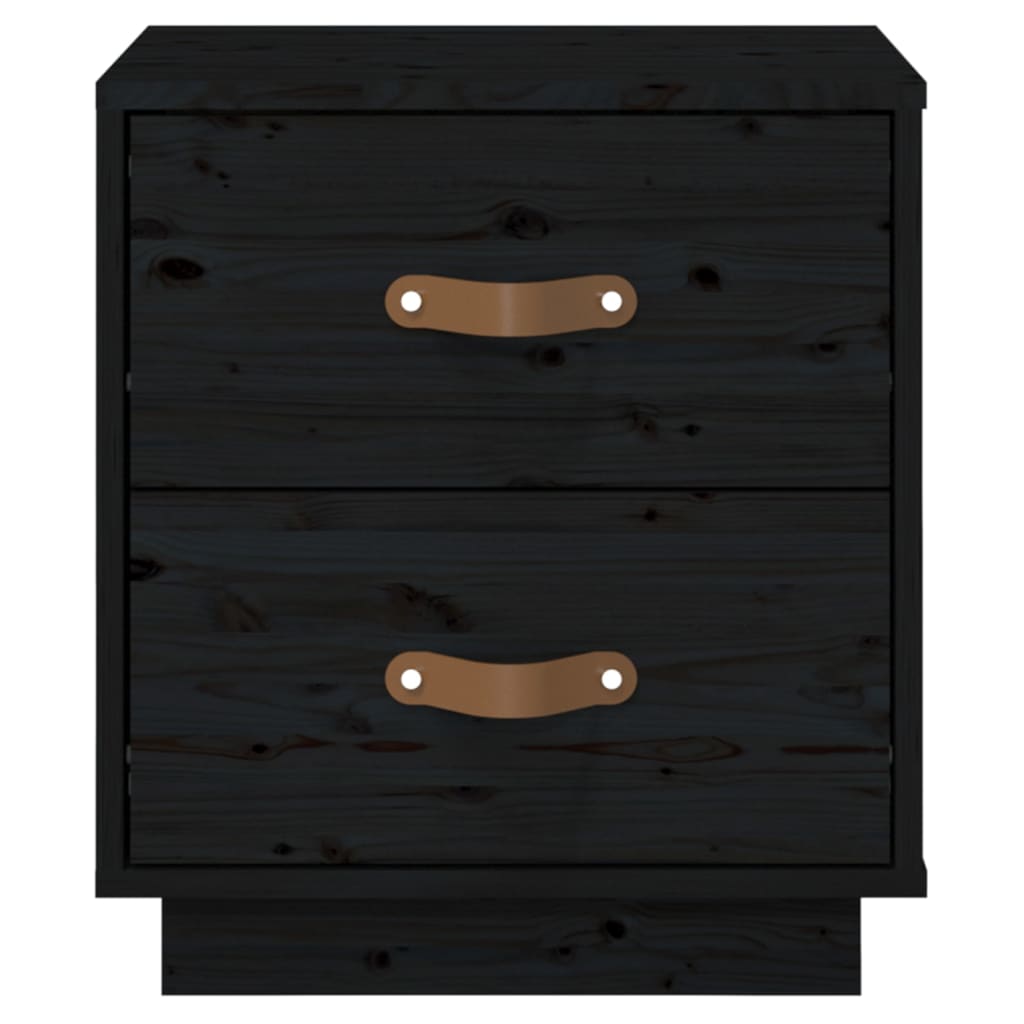   Nachtkastjes 2 St 40X34X45 Cm Massief Grenenhout Zwart