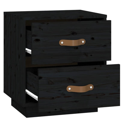   Nachtkastjes 2 St 40X34X45 Cm Massief Grenenhout Zwart