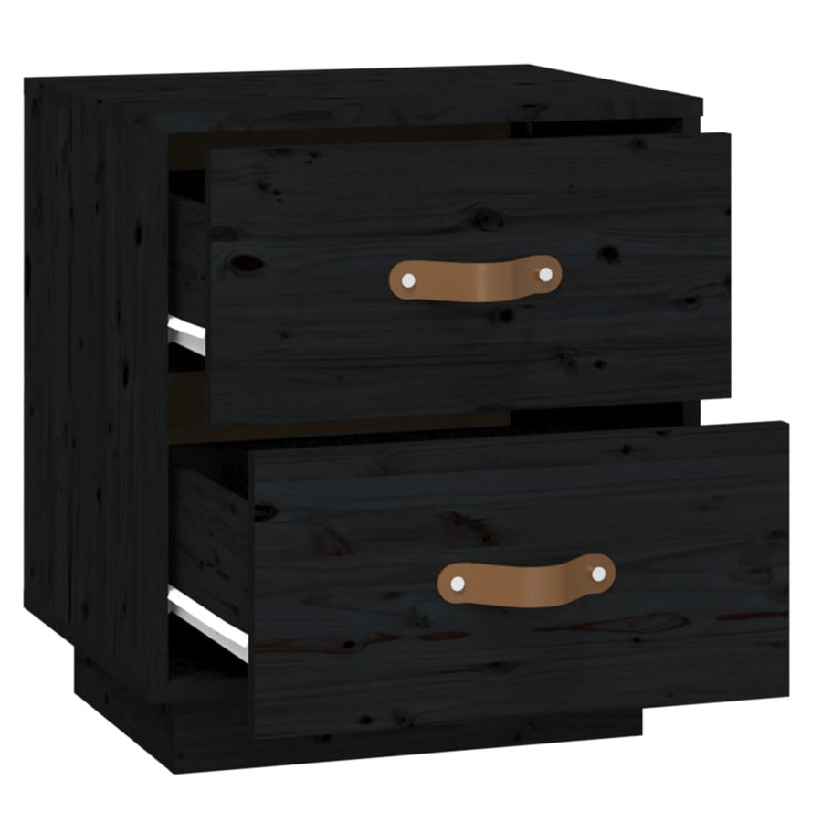   Nachtkastjes 2 St 40X34X45 Cm Massief Grenenhout Zwart