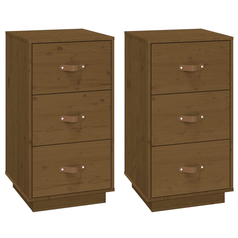   Nachtkastjes 2 St 40X40X75 Cm Massief Grenenhout Honingbruin