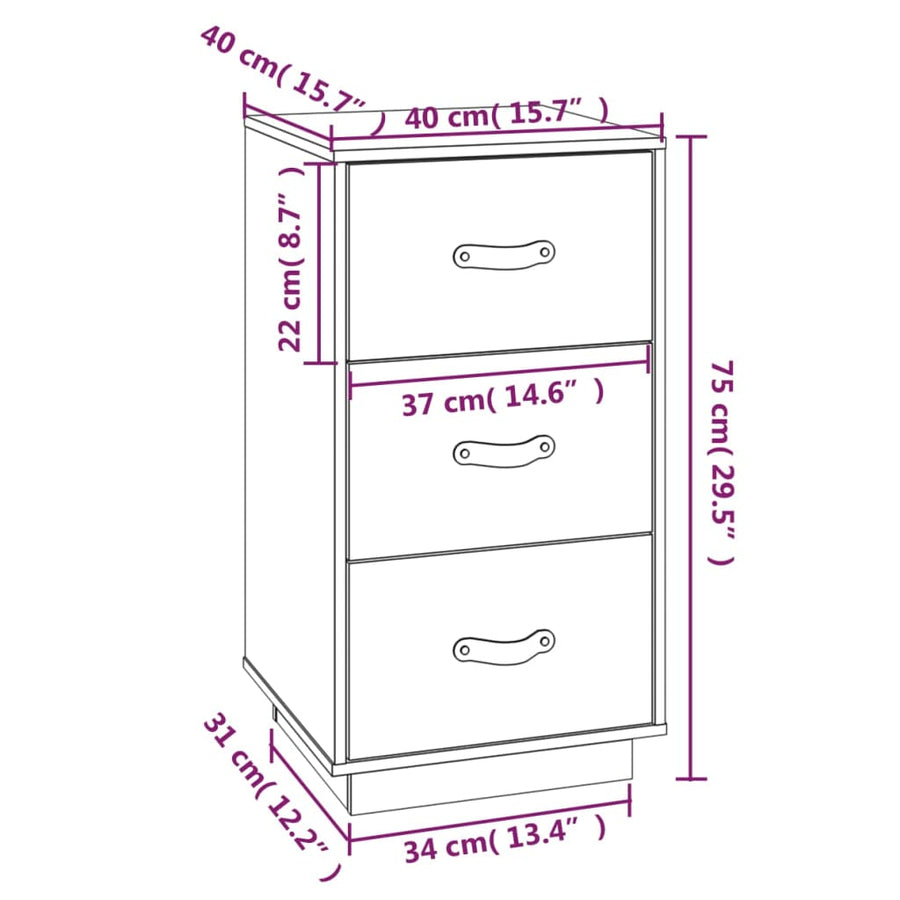   Nachtkastjes 2 St 40X40X75 Cm Massief Grenenhout Honingbruin