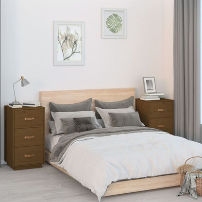   Nachtkastjes 2 St 40X40X75 Cm Massief Grenenhout Honingbruin