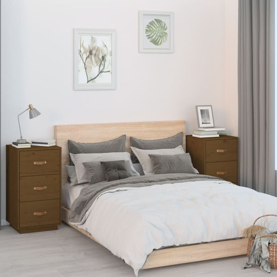   Nachtkastjes 2 St 40X40X75 Cm Massief Grenenhout Honingbruin