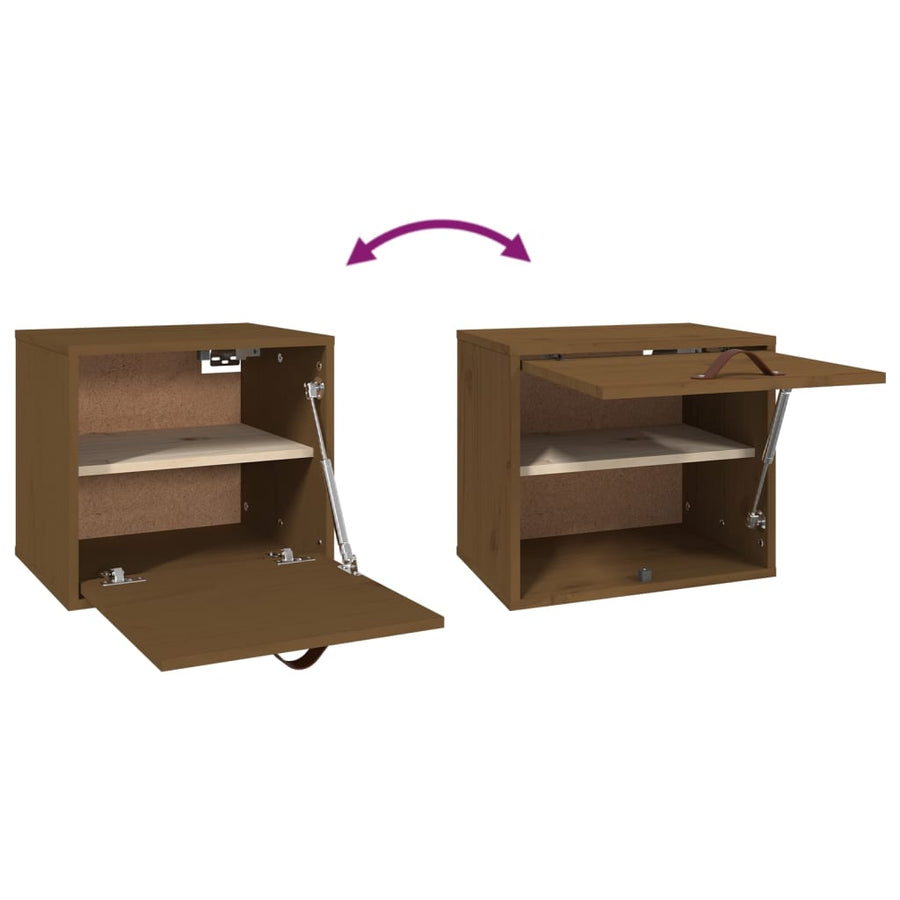 Wandkast 40X30X35 Cm Massief Grenenhout Honingbruin