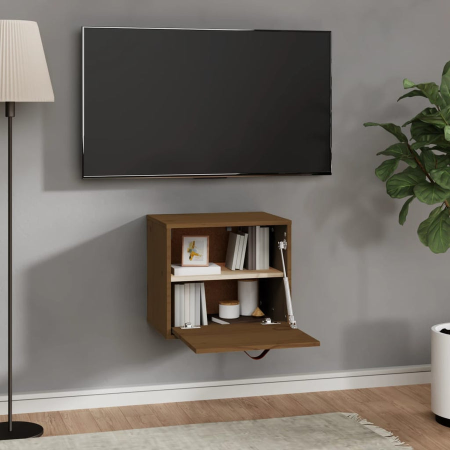 Wandkast 40X30X35 Cm Massief Grenenhout Honingbruin