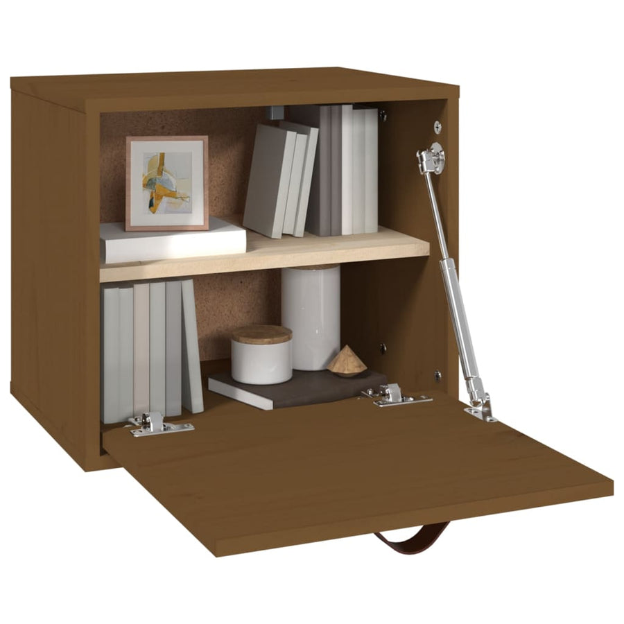 Wandkast 40X30X35 Cm Massief Grenenhout Honingbruin