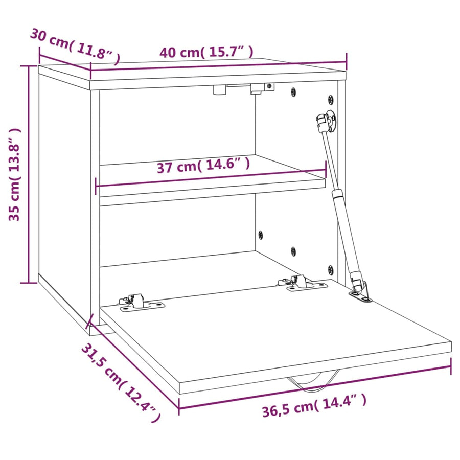 Wandkast 40X30X35 Cm Massief Grenenhout Honingbruin