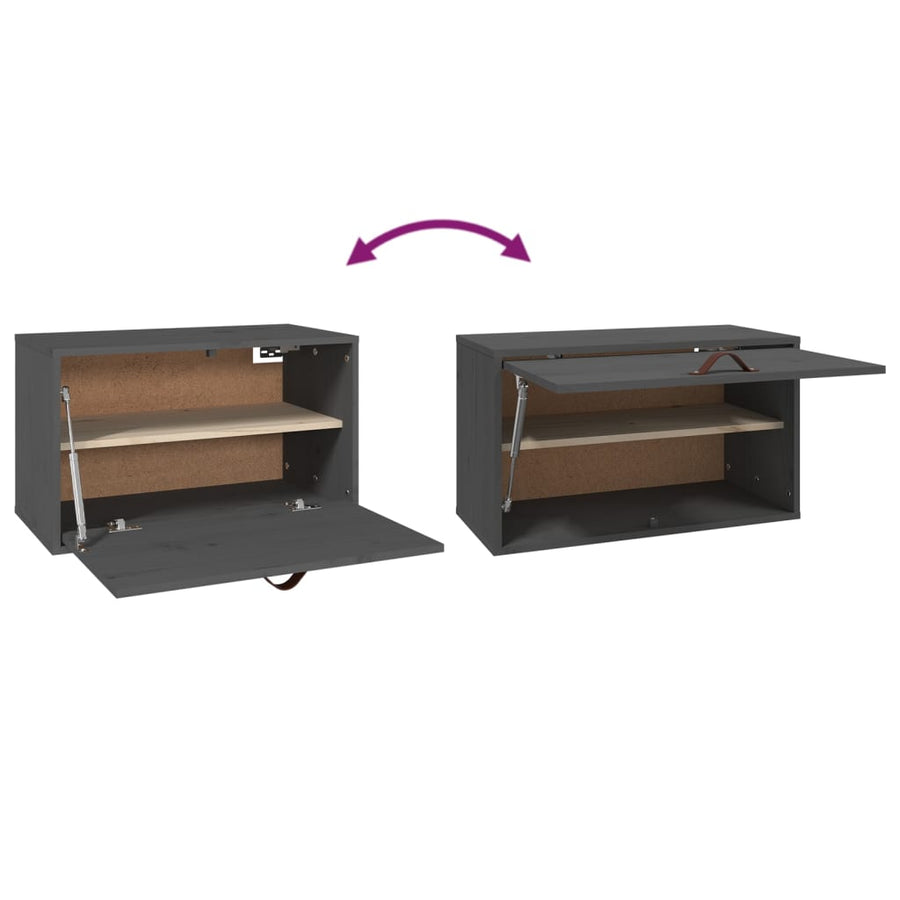 Wandkast 60X30X35 Cm Massief Grenenhout Grijs