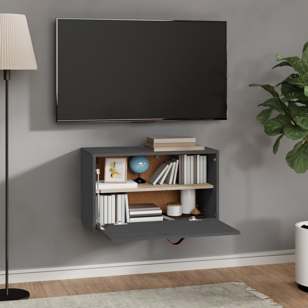 Wandkast 60X30X35 Cm Massief Grenenhout Grijs