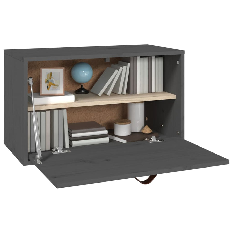 Wandkast 60X30X35 Cm Massief Grenenhout Grijs