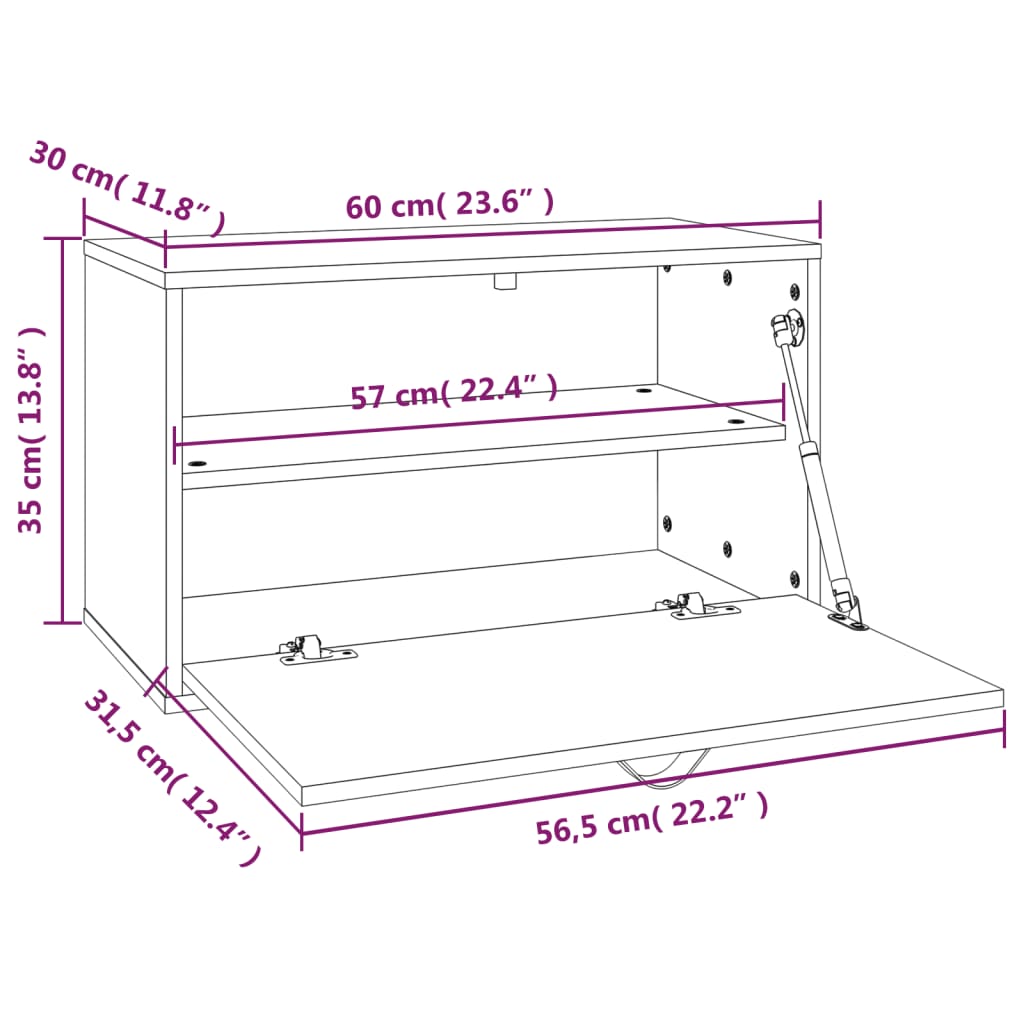 Wandkast 60X30X35 Cm Massief Grenenhout Grijs