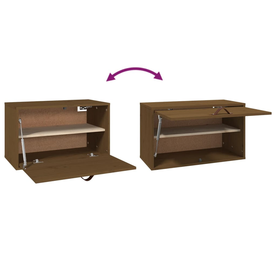 Wandkast 60X30X35 Cm Massief Grenenhout Honingbruin