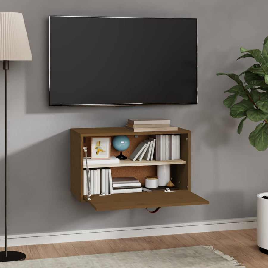 Wandkast 60X30X35 Cm Massief Grenenhout Honingbruin