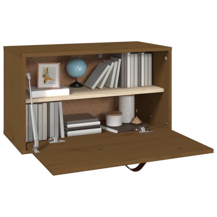 Wandkast 60X30X35 Cm Massief Grenenhout Honingbruin