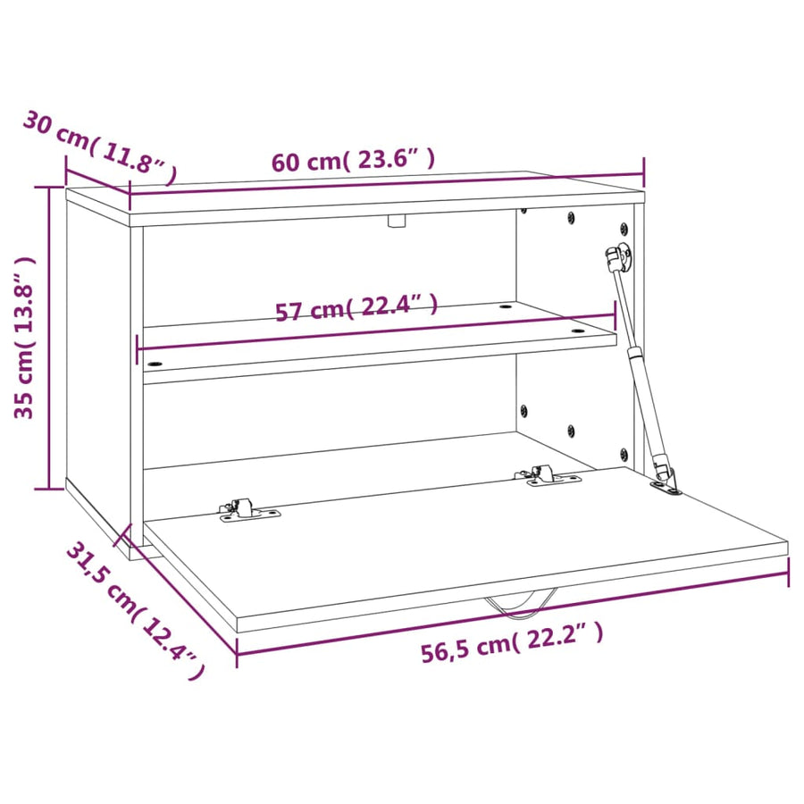 Wandkast 60X30X35 Cm Massief Grenenhout Honingbruin