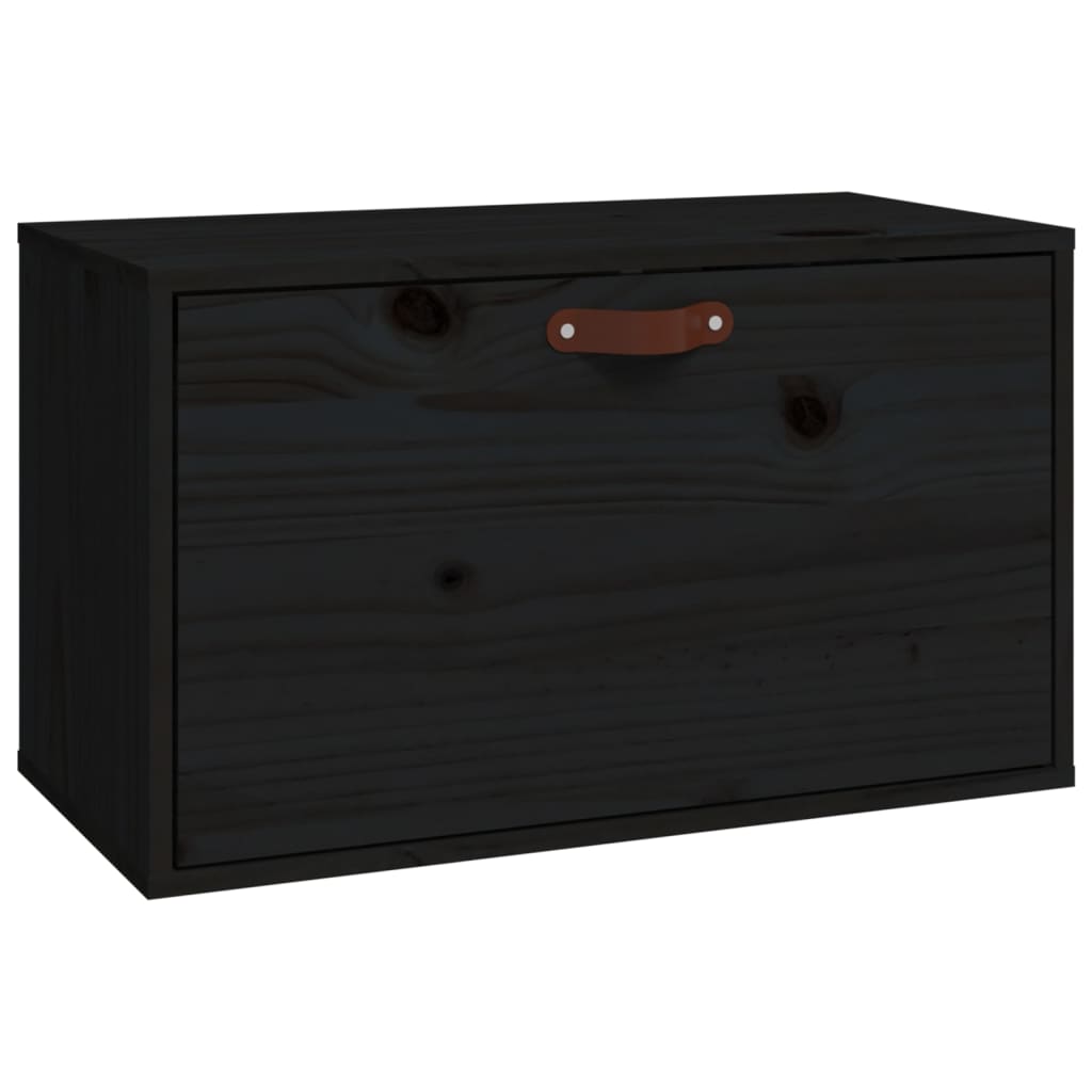 Wandkast 60X30X35 Cm Massief Grenenhout Zwart