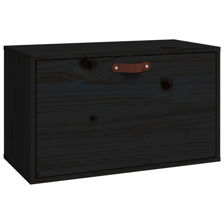 Wandkast 60X30X35 Cm Massief Grenenhout Zwart