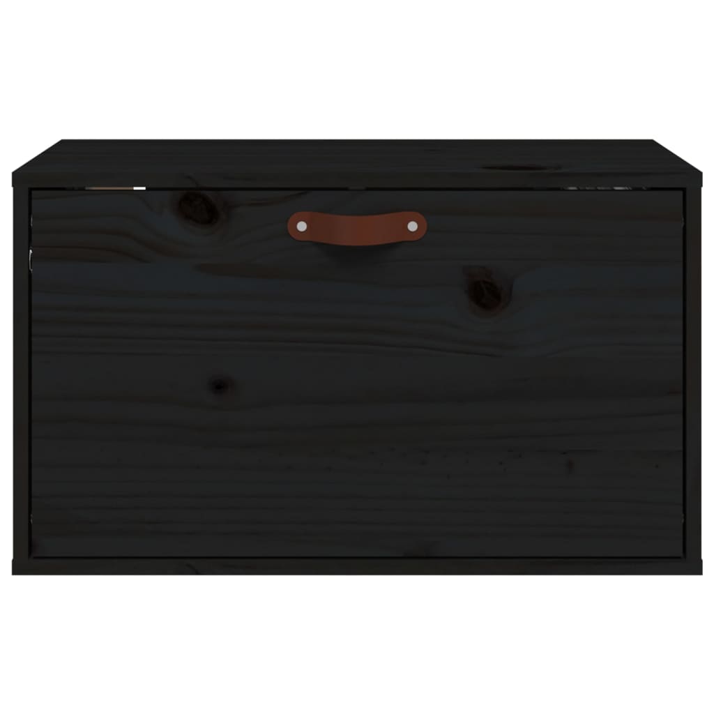 Wandkast 60X30X35 Cm Massief Grenenhout Zwart