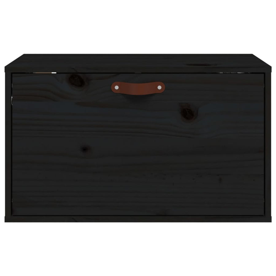Wandkast 60X30X35 Cm Massief Grenenhout Zwart