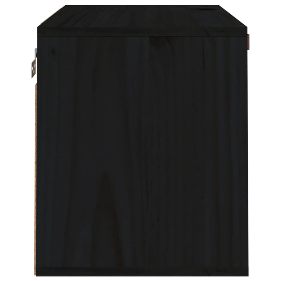 Wandkast 60X30X35 Cm Massief Grenenhout Zwart